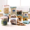 Kitchen transparent sealed plastic storage box for household grains and cereals, round covered food milk powder storage tank Specification image
